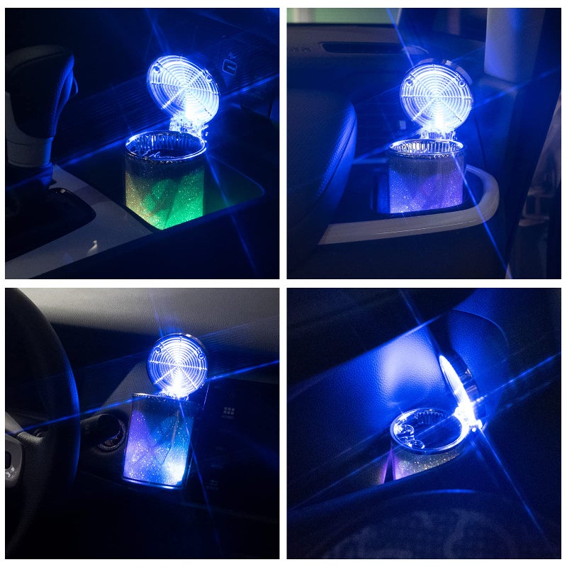 eing Car Ashtray Portable Smoke Cup Holder Home Cigarette Ash Tray with Colorful LED Light,Ideal for Truck Office Auto - Image 5